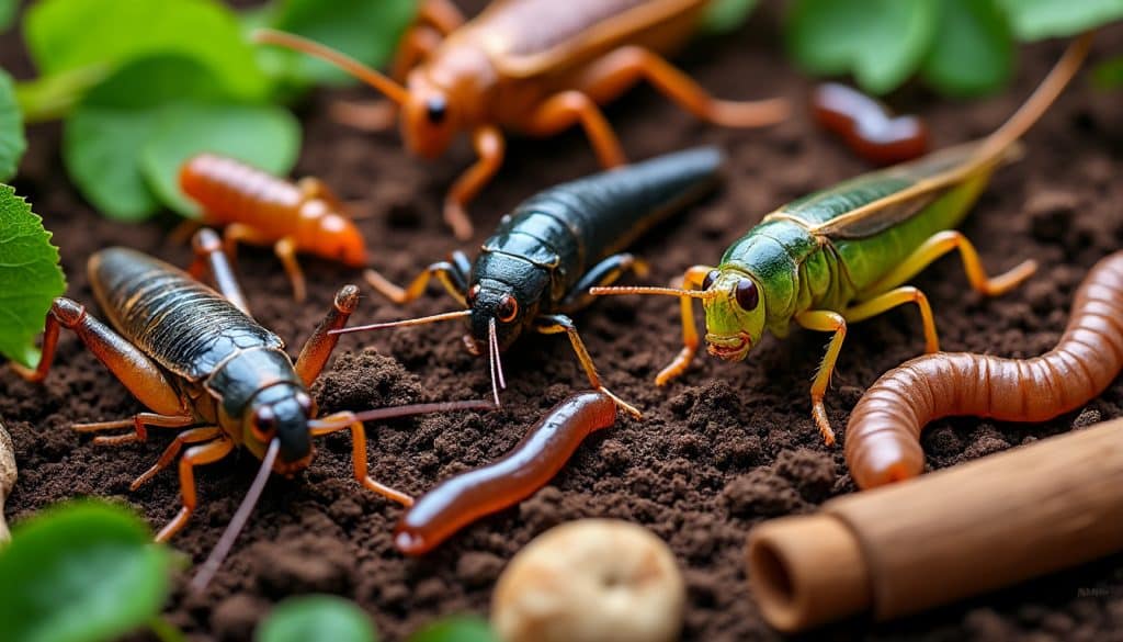 Insectes nourriciers : grillons, blattes, criquets et vers